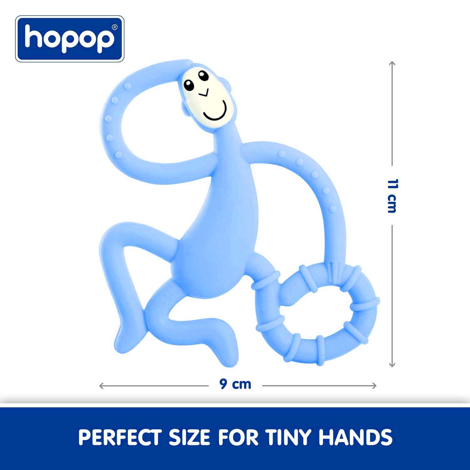 HOPOP Soft Silicone Monkey Shaped Silicone Teether For Babies - Blue 4m+