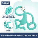 HOPOP Soft Silicone Monkey Shaped Silicone Teether For Babies - Green 4m+