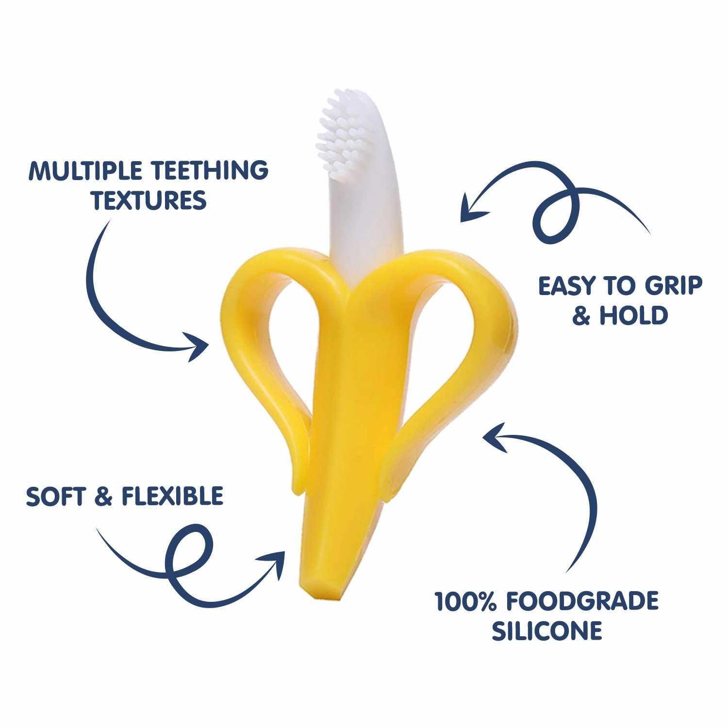 HOPOP Soft Silicone Banana Teether For Babies - Yellow 4m+