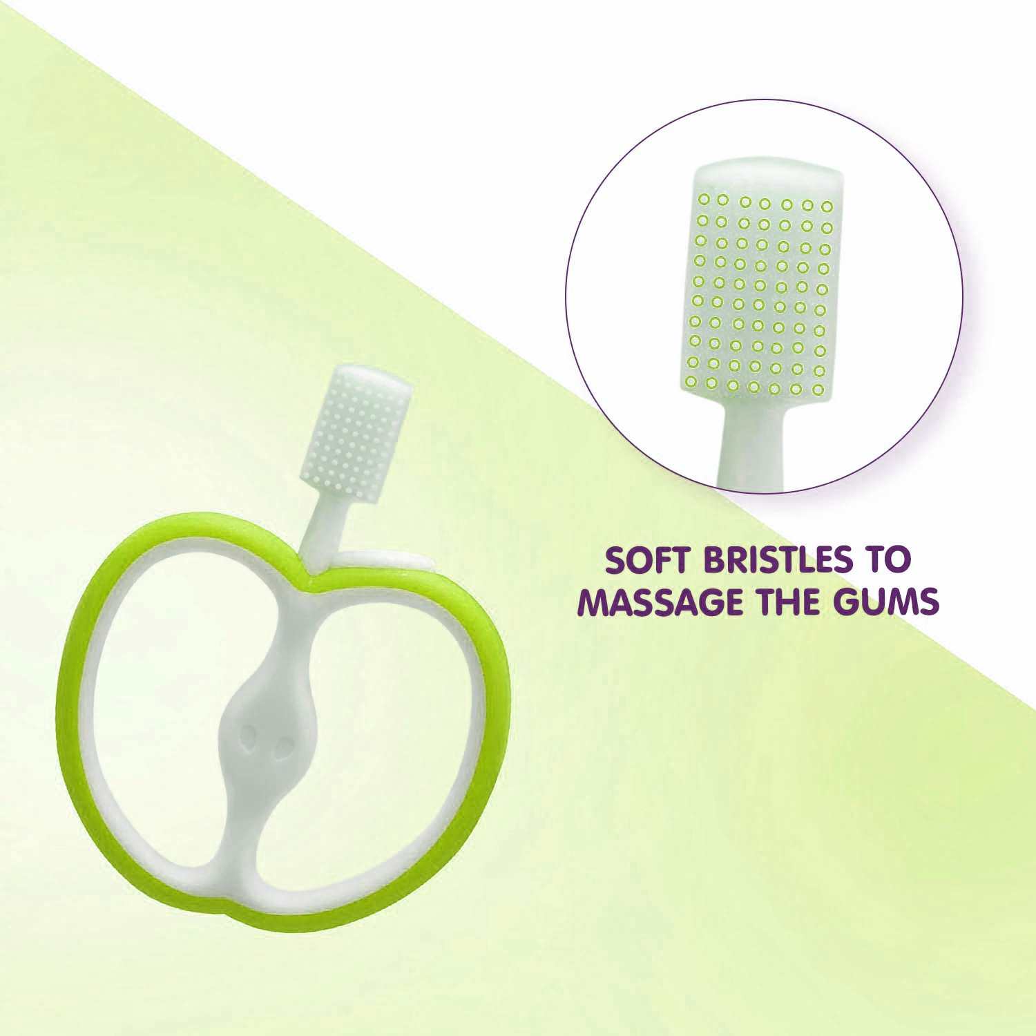 HOPOP Soft Silicone Apple Teether For Babies - Green 4m+