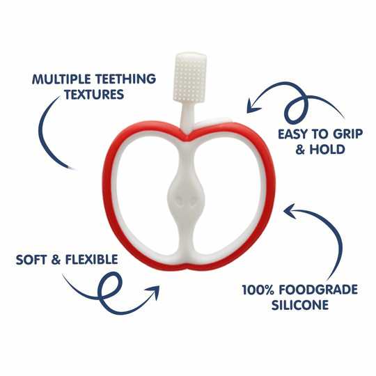 HOPOP Soft Silicone Apple Teether For Babies - Red 4m+