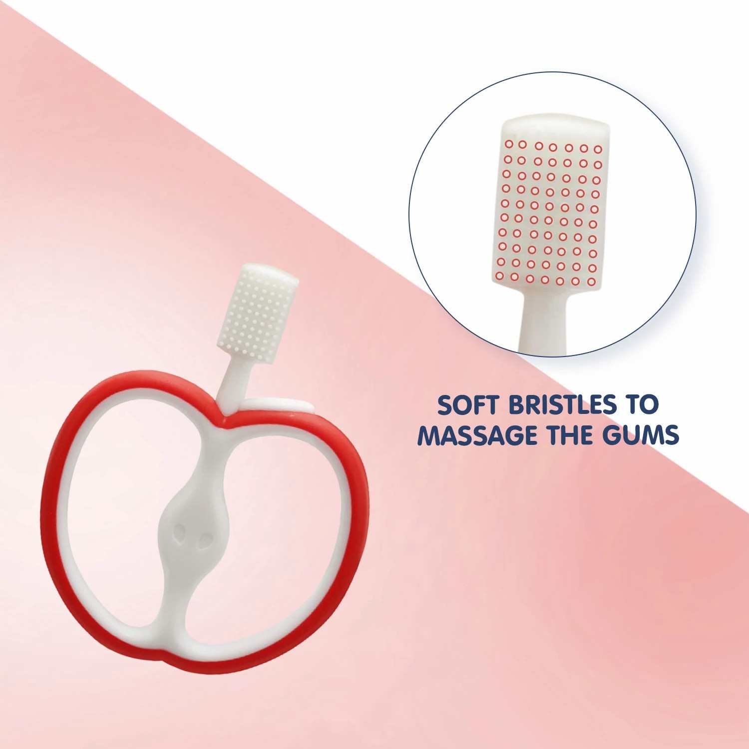 HOPOP Soft Silicone Apple Teether For Babies - Red 4m+