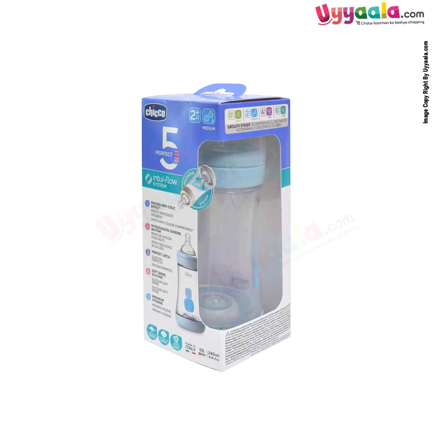 Chicco 240ml feeding bottle for babies, Blue