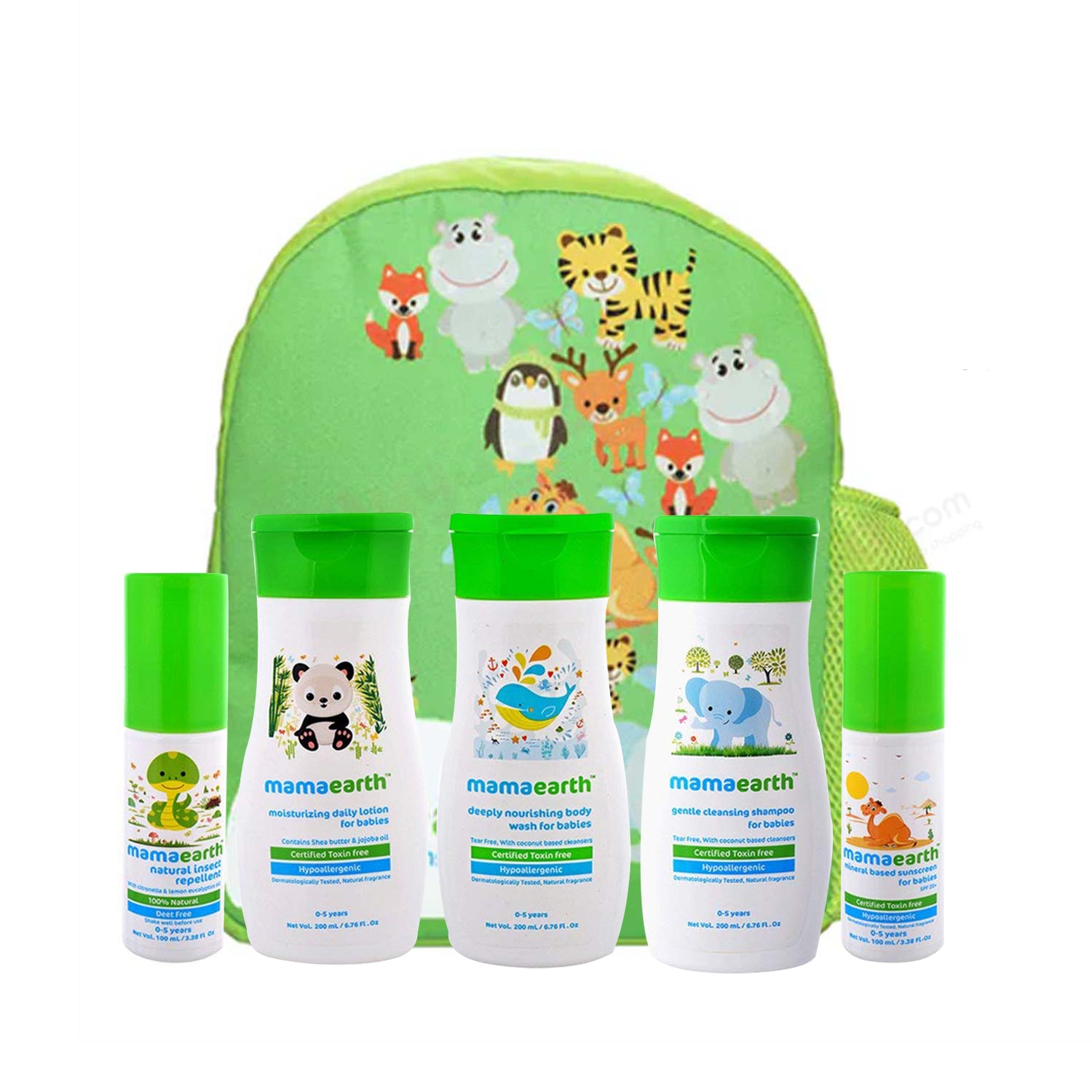 Mamaearth Baby Care Kit with Bag Pack of 5 - Green