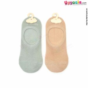 Hosiery Cotton Socks  Low Cut Model Pack of 2, 4-8Y Age - Peach & Light Green