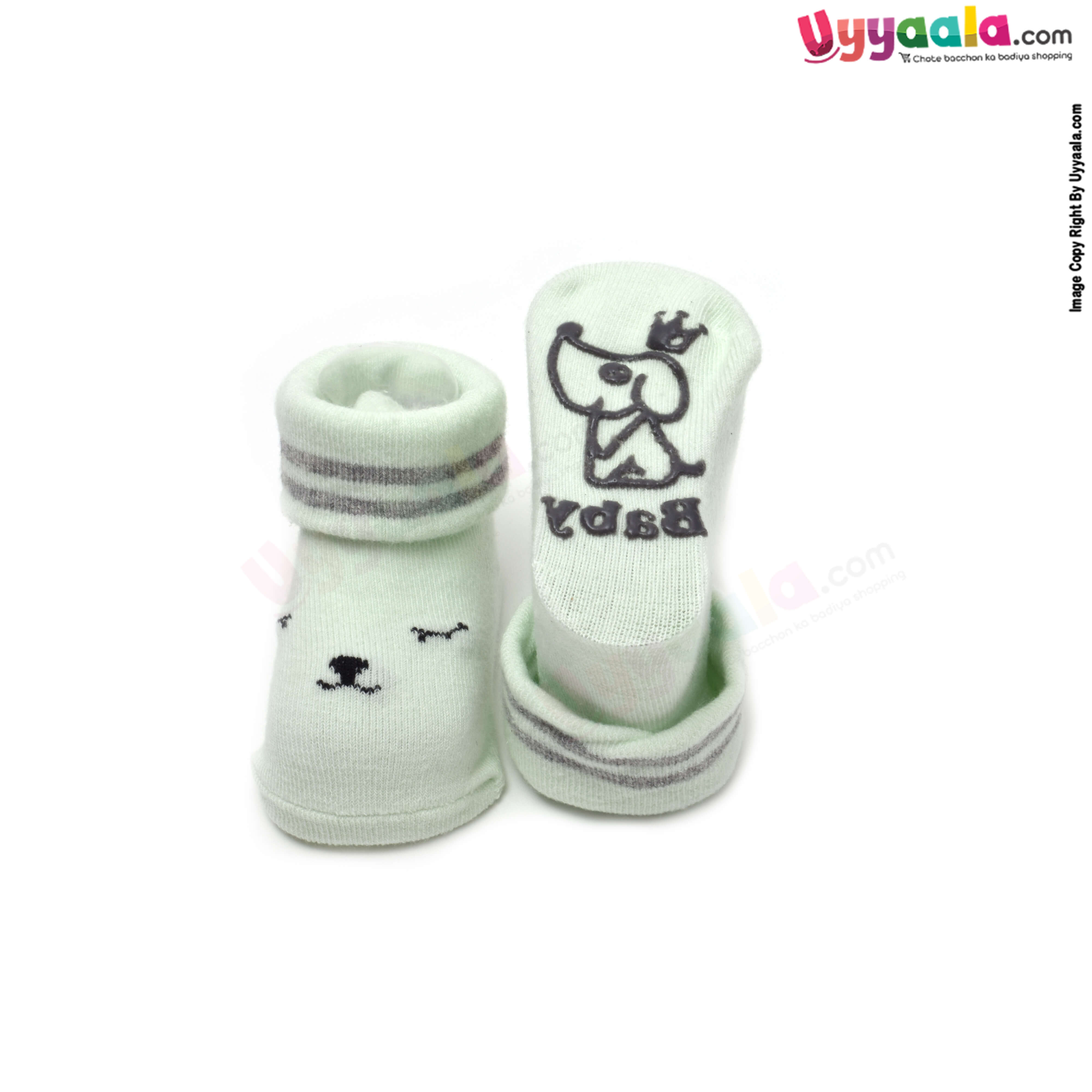 QBEIR Hosiery Cotton Baby Socks with Print, 0 to 12m Age