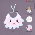 Baby Bib Soft Cotton Hosiery with Cute Kitty Print Pack of 2, Size(17*23cm)-White & Light Blue