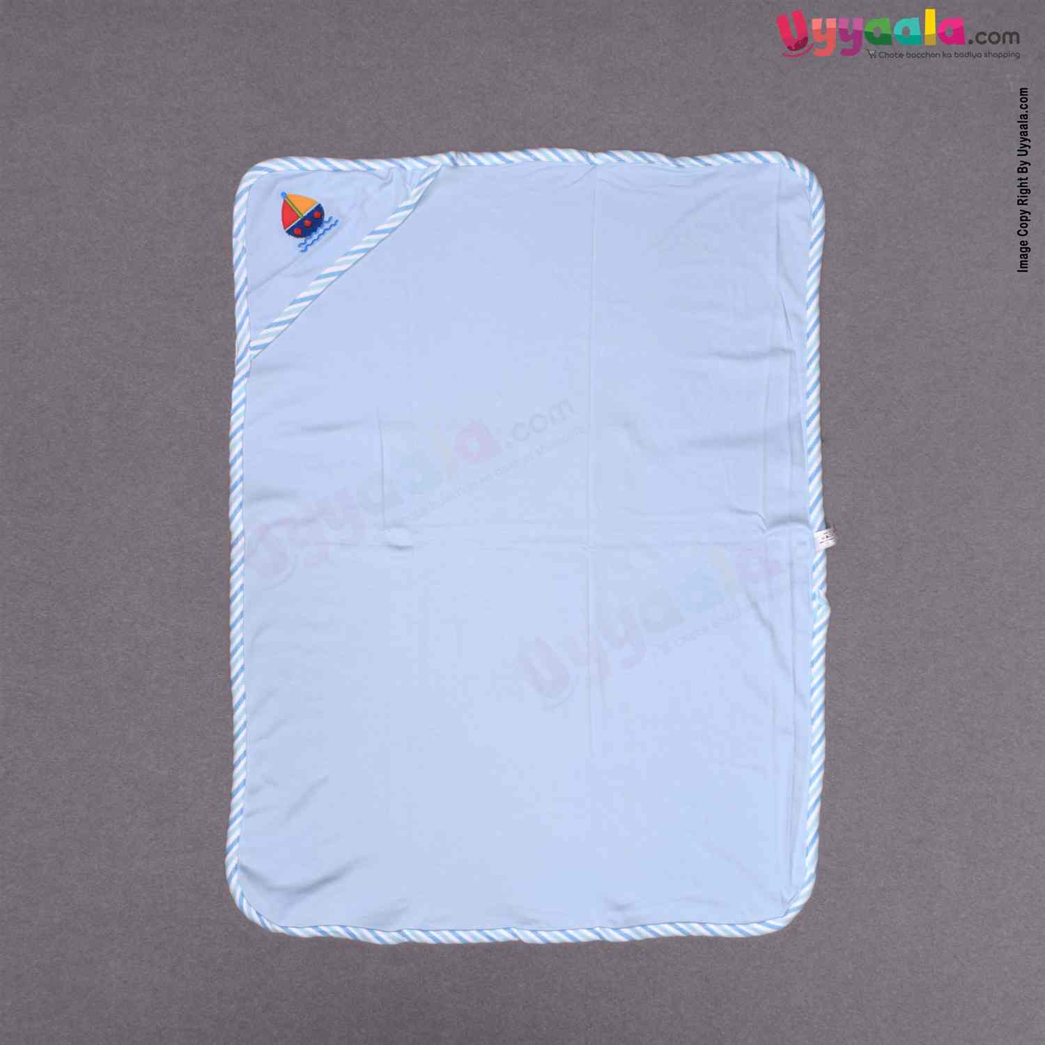 BABY STATION Hooded Single Layer Towel Hosiery Cloth Plain Bird Print