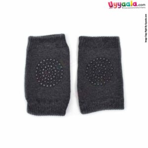 FOR BABY Hosiery Cotton Stretchable Knee Protection Pads with Grip for Crawling Babies Pack of 1 Pair , 6m-2YAge - Grey