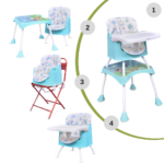 R for Rabbit Cherry Berry Grand Convertible 4 in 1 Feeding High Chair for Baby of 6 Month to 7 years(Lake Green)