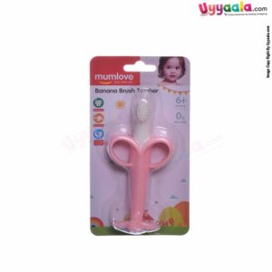 MUMLOVE Soft Silicone Banana shaped Baby Oral Massager cum Toothbrush, 6m+ age - Pink
