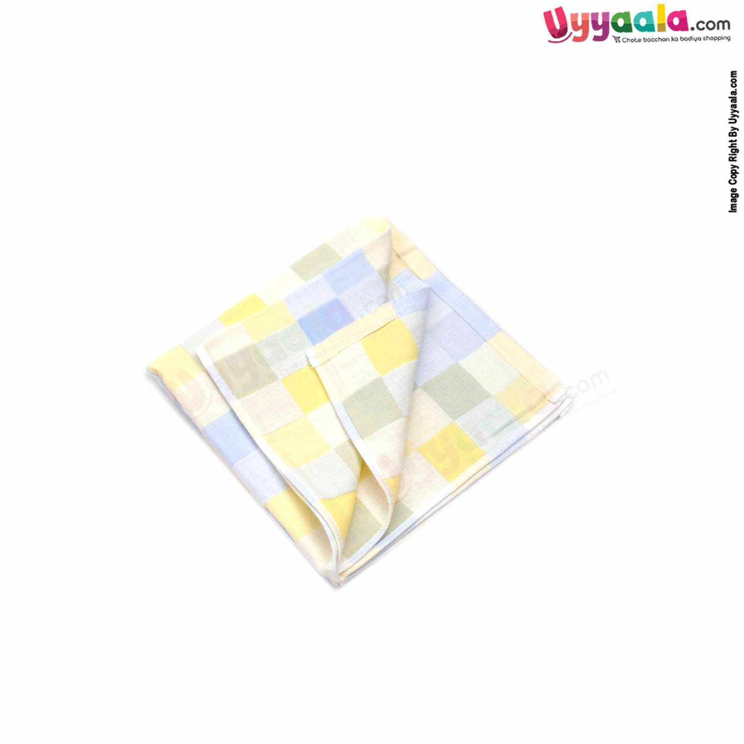 Baby Cotton Bath Towel with Checks Design 0+m Age, Size (100*52 cm)