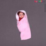 Owl printed hooded towel for babies, Baby pink