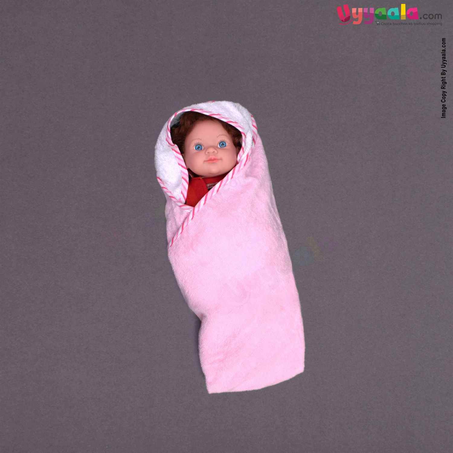 Owl printed hooded towel for babies, Baby pink