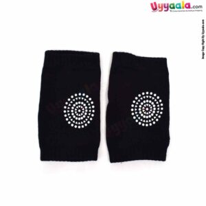 FOR BABY Hosiery Cotton Stretchable Knee Protection Pads with Grip for Crawling Babies Pack of 1 Pair , 6m-2YAge - Black