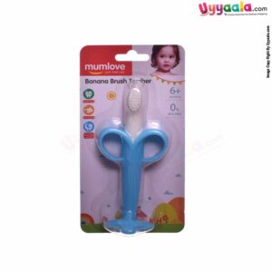 MUMLOVE Soft Silicone Banana shaped Baby Oral Massager cum Toothbrush, 6m+ age - Blue