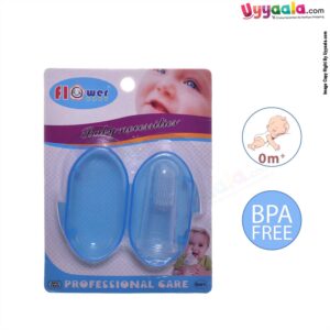 FLOWER BABY Soft Silicone Baby Finger Toothbrush with Storage Case, 0+m age