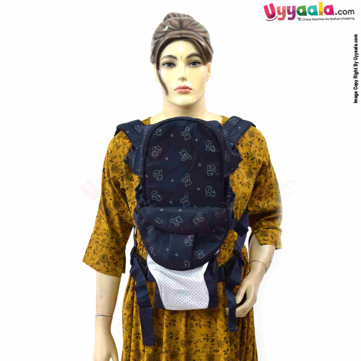 Baby Carrier with 6 in 1 Carry Positions, for 3 to 30m Baby, Max Weight Up to 12kgs, Teddy Bear Print, Size(37*32cm)