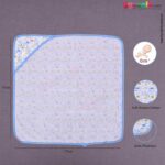 BABYS GIFT Cotton Hosiery Hooded Towel for Babies with Animals Print 1pc 0+m Age, Size (77*76cm)- Blue & White