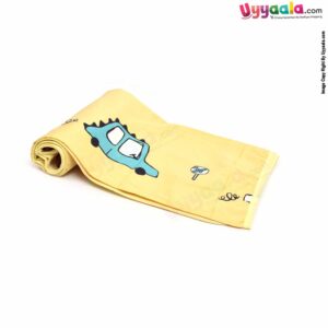 Double Layered Cotton Blanket with Car Print for Babies 0-24m Age, Size (110*83cm)- Yellow