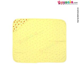 Hosiery Cotton Hooded Towel for Babies with Lion Print 0-12m Age, Size (86*72cm)- Yellow