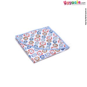 Muslin Hooded Wrapper One Side Muslin & Another Side PVC with Clock Print for Babies 0+m Age ,Size (79*51cm)- White