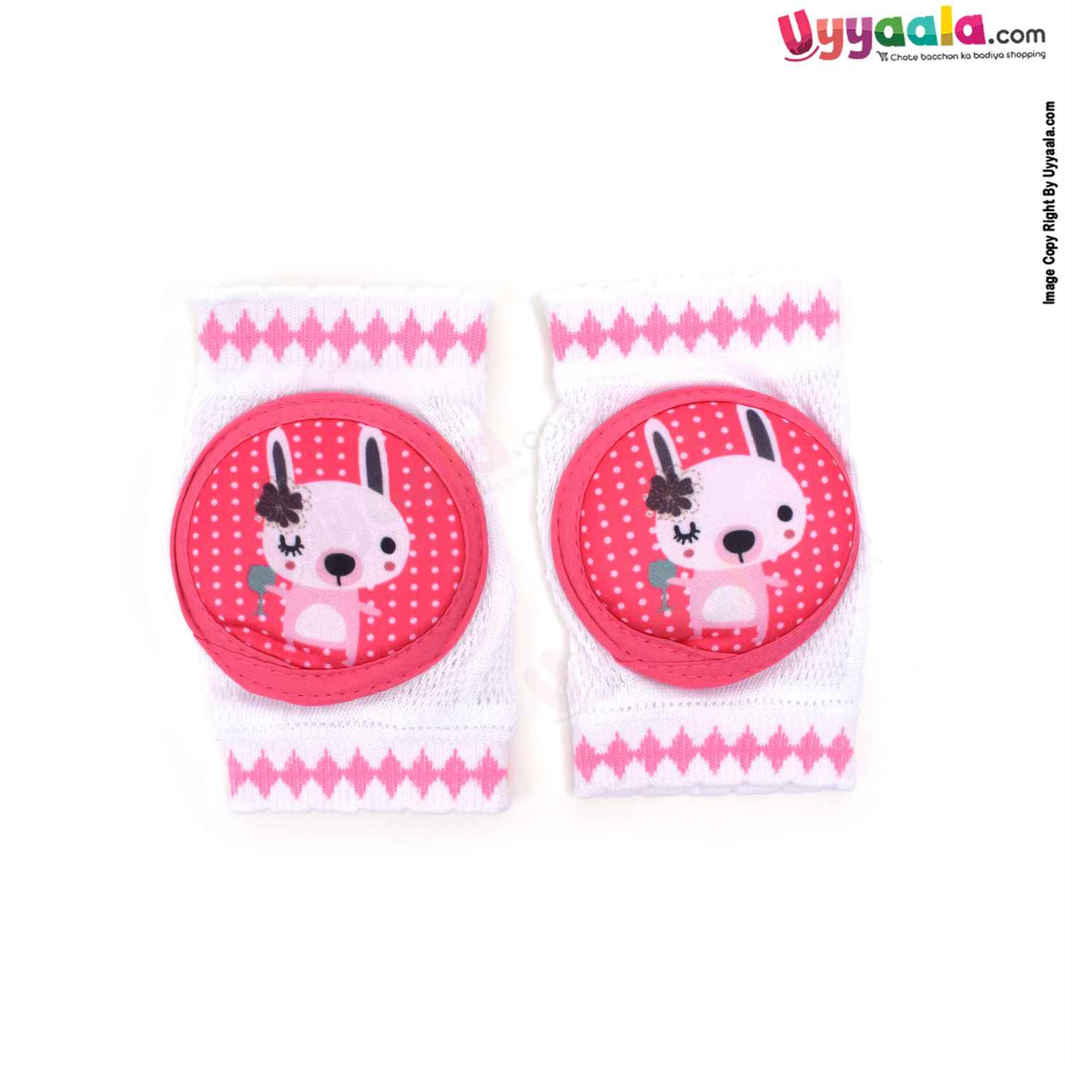 BARBIE BROWN Hosiery Cotton Stretchable Knee Protection Pads for Crawling Babies with Rabbit Patch Pack of 1 Pair