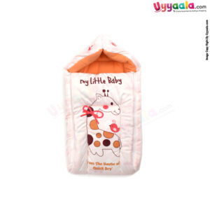 Quick Dry Sleeping Bag (Carry Nest) Premium Velvet For Babies 0-12m Age, Size(67*46cm)- Cream