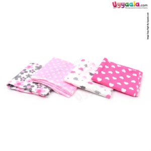 KOLACO Baby Soft Bath Towel Pack of 4 with Print 0+m Age, Size (74*73) - MultiColor