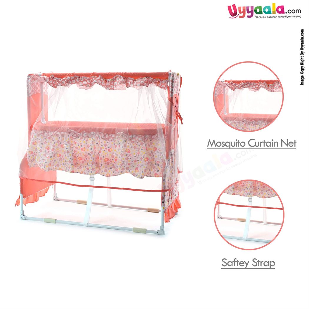 FLY Baby Foldable Cradle 2 In 1 Mosquito Protection Net With Frills flowers & Chick Print
