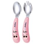 Hopop Spoon & Fork with Travel Case For Babies - Pink 6m+