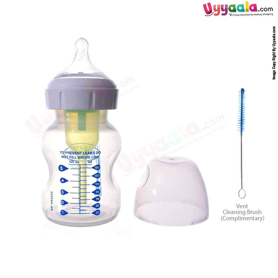 Dr Browns feeding Bottle Natural flow wide neck with vent and vent cleaning Brush, 150ml (pack of 2)