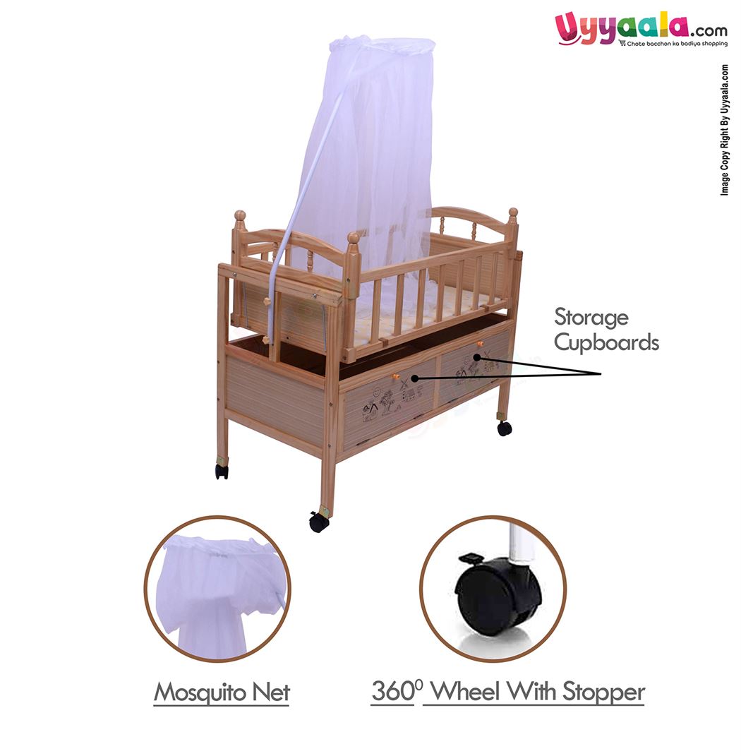 Wooden Swing Cradle With Mosquito Protection net for babies
