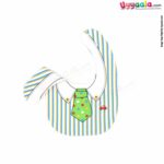 Baby Bib Soft Hosiery Cotton 2 in 1 Usable with Stripes & Tie Print for New Born, Size (29.5*20cm) Green & white