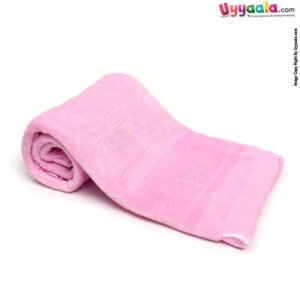 Double Layered Fur Blanket with Animal Imprints for Babies 0-24m Age, Size (100*81cm) - Pink