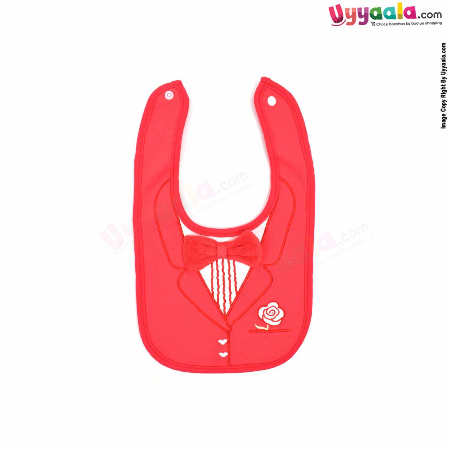 Baby Bib One Side Cotton & Another Side Terry with Bow for Newborn Pack of 2, Size(29*19cm)- Red & Black