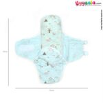 Muslin Cotton Baby Swaddle Wrapper with Neck Support and Animal Prints, 0-17m, Size (79*73cm) - Light Green