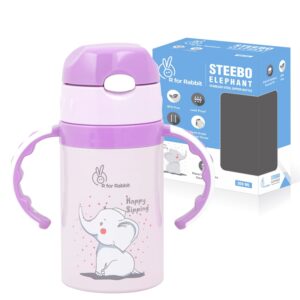R FOR RABBIT Steebo Elephant Stainless Steel Sipper Bottle With Twin Handle - Purple, 300ml