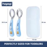 Hopop Spoon & Fork with Travel Case For Babies - Blue 6m+