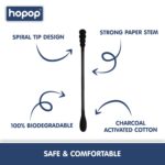 Hopop Soft & Hygenic Black Charcoal Cotton Earbuds For Babies - 100pcs 0m+