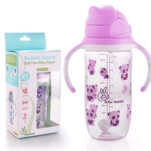 R FOR RABBIT Spill Free Bubble Sipper With Twin Handle For Babies - Pink -300ml, 9m+