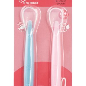 R FOR RABBIT Safe Feed Silicon Spoon For Babies, 2pcs - Pink & Blue 6m+