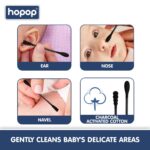 Hopop Soft & Hygenic Black Charcoal Cotton Earbuds For Babies - 100pcs 0m+