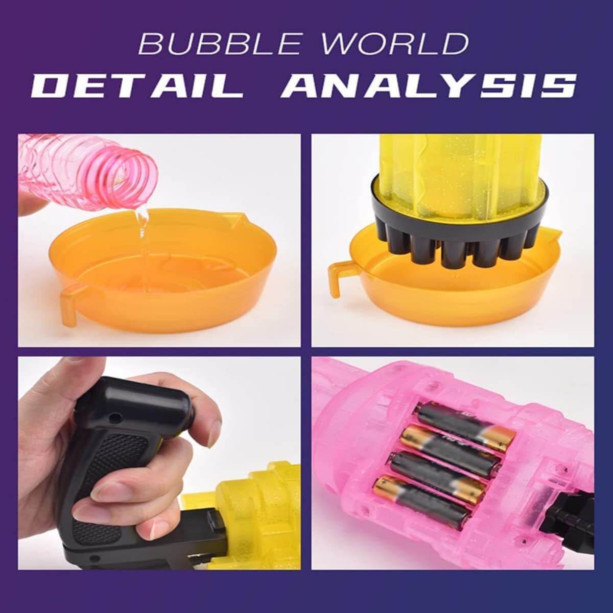 21 Hole Gatling Bubble Gun Toy with Liquid Bottle & Tray for Kids - 3+ Y age - Blue