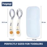 Hopop Spoon & Fork with Travel Case For Babies - White 6m+