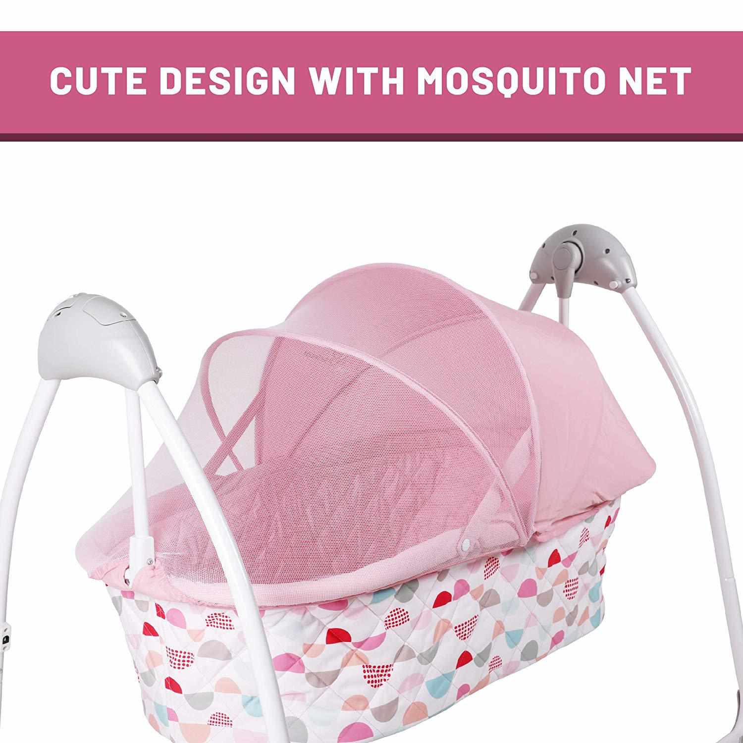 R FOR RABBIT Lullabies Baby Cradle with Remote Control & Mosquito Net - Pink