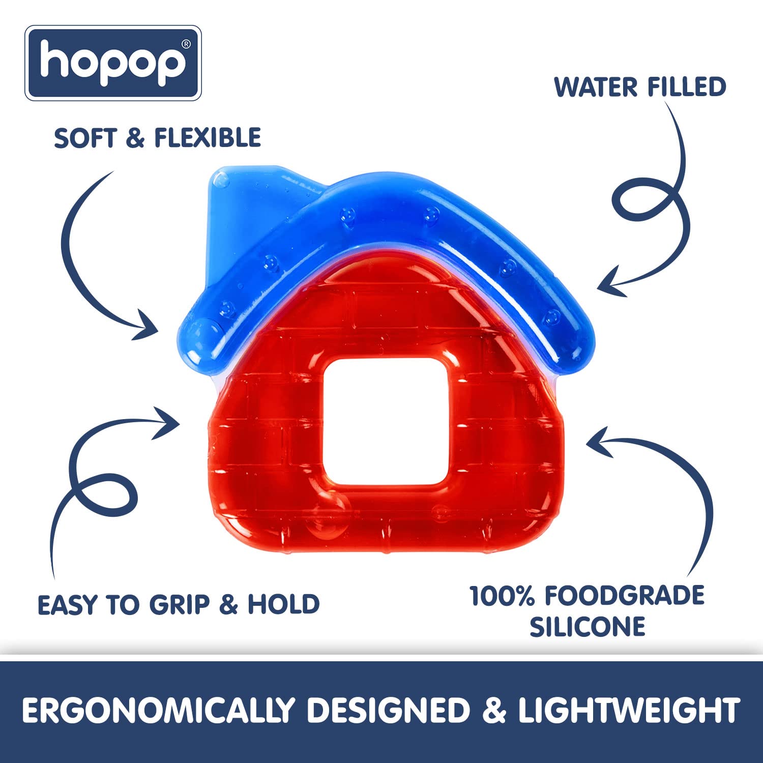 Hopop Easy Grip Water Filled Cooling Teether For Babies - House  4m+