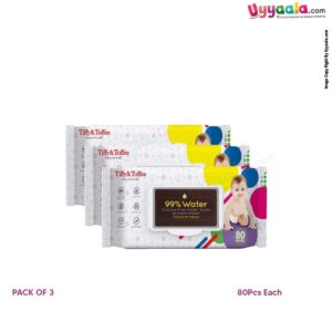 TIFFY & TOFFEE Water baby wipes-3Pack - 80pcs each-uyyala-com.myshopify.com-Skin Care-Tiffy & Toffee