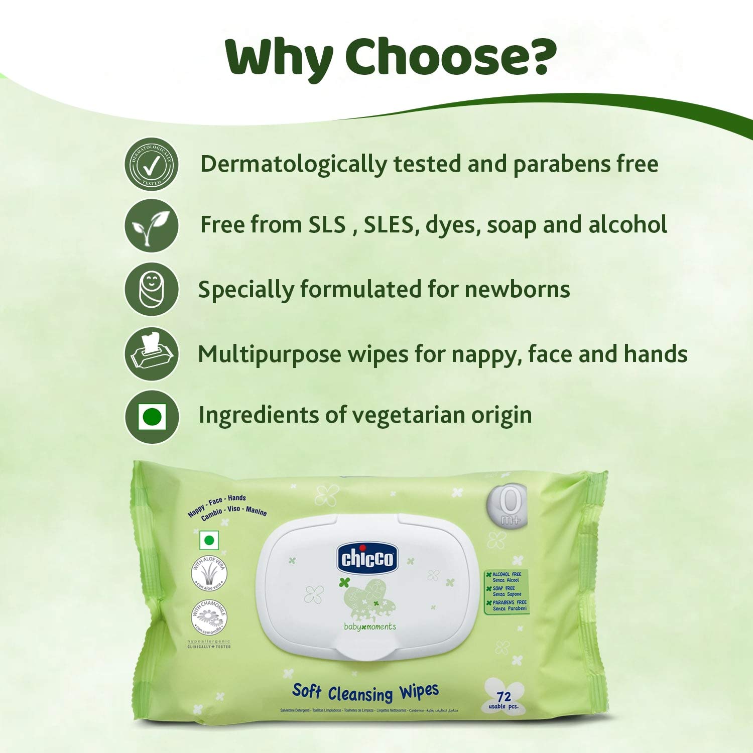 Chicco Baby Soft Cleansing Wipes 20Pcs