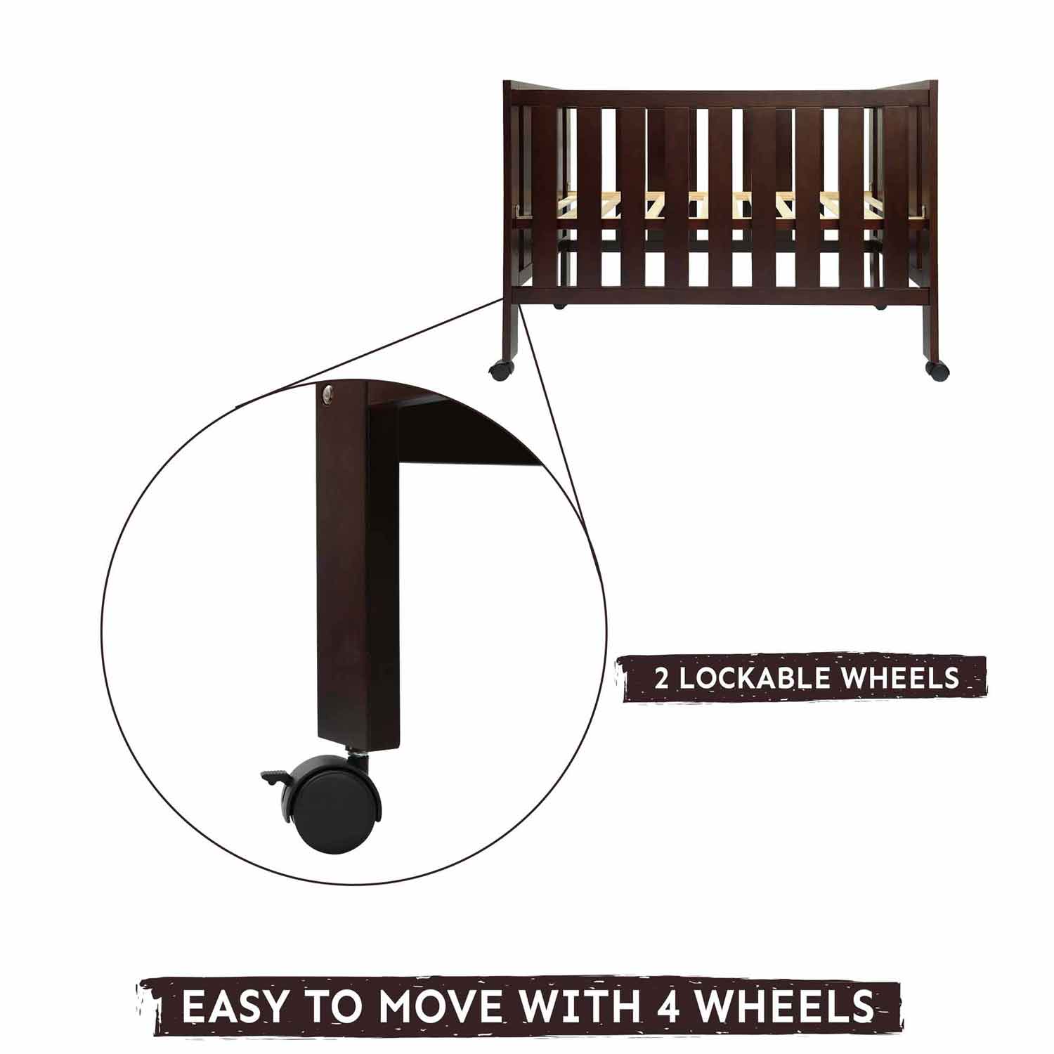 R for Rabbit - Baby's Den Lite Cot for New Born Babies, Brown